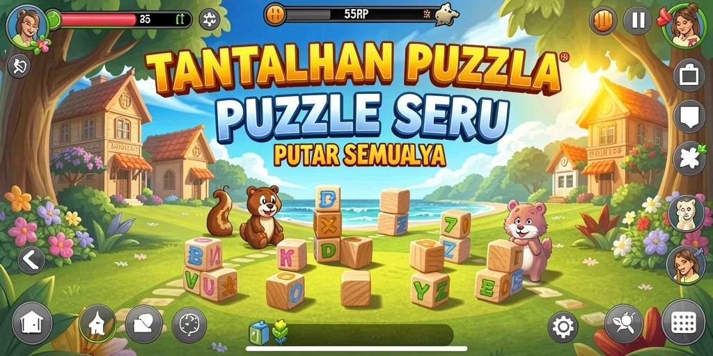Screenshot dari gameplay 55RP yang menampilkan tantangan puzzle.