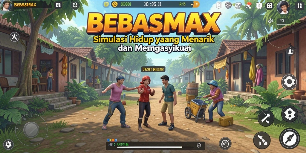 Screenshot menarik dari gameplay BEBASMAX yang menunjukkan dunia simulasi yang luas.