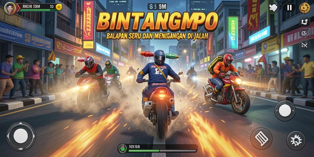 Gameplay balapan yang mendebarkan dan visual menawan dari BINTANGMPO.