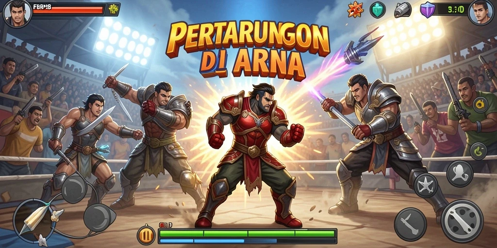 Gameplay seru FBRP88 dengan pertarungan epik antar karakter.