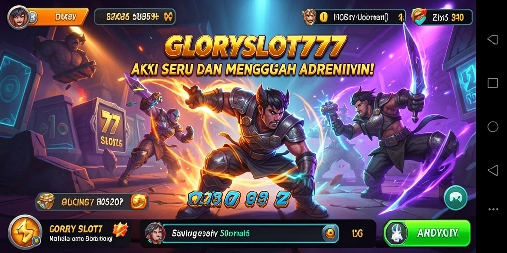 Gambaran gameplay yang mendebarkan dan penuh aksi di GLORYSLOT777.