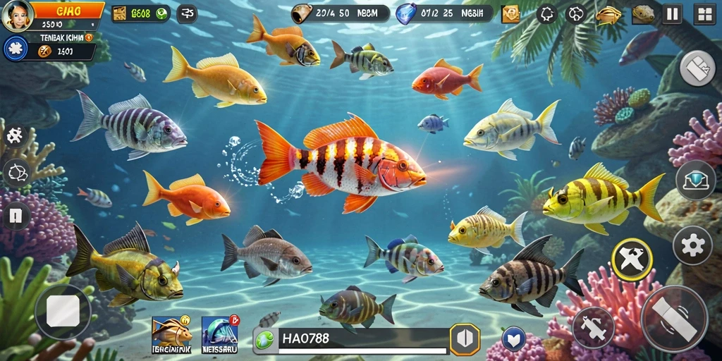 Screenshot gameplay HAO788 menampilkan aksi menembak ikan yang seru.