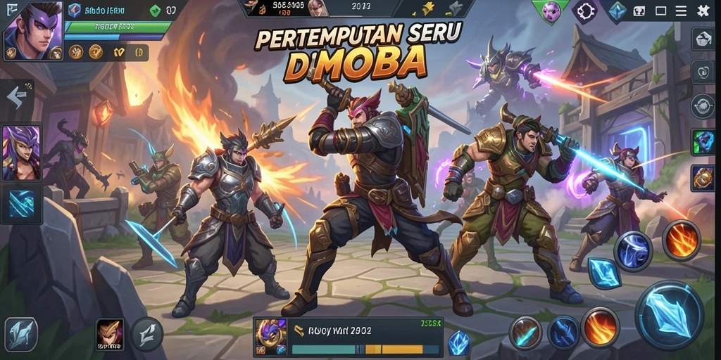 Gameplay intens dari <strong>HO3</strong> dengan aksi seru pertempuran MOBA.