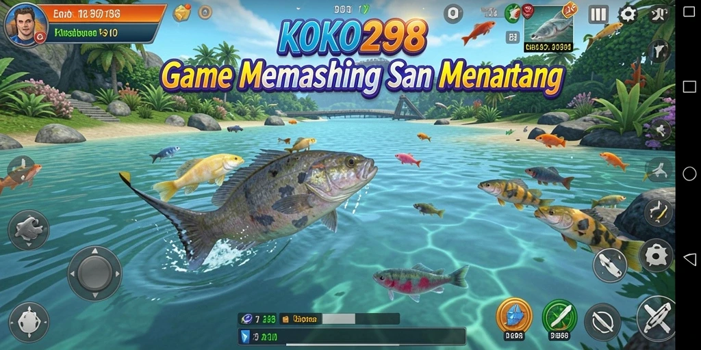 Tampilan gameplay KOKO288 dengan suasana memancing yang menegangkan.