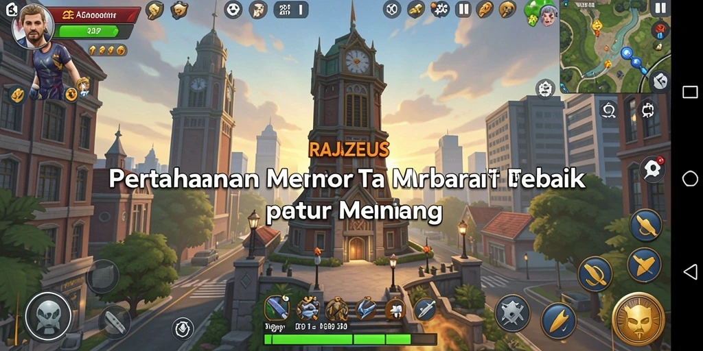 Screenshot utama RAJAZEUS menampilkan aksi seru dalam permainan Tower Defense.