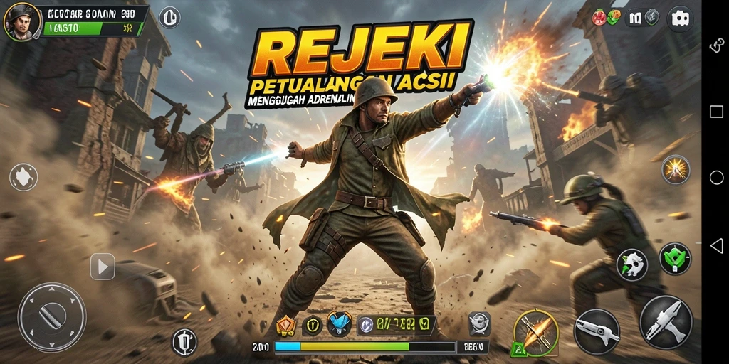 Tampilan menarik gameplay aksi REJEKI yang mendebarkan.